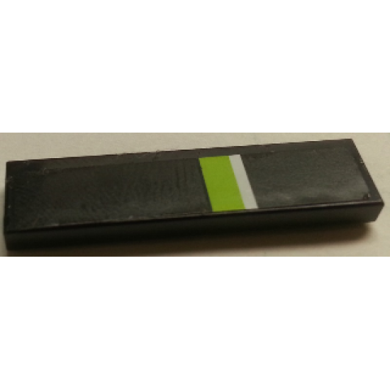 Tile 1 x 4 with Lime and White Stripe on Black Background Pattern (Sticker) - Set 8154
