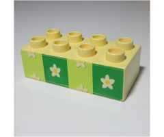 Duplo, Brick 2 x 4 with Flower Wallpaper Pattern