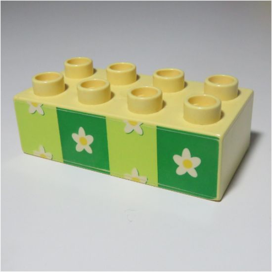 Duplo, Brick 2 x 4 with Flower Wallpaper Pattern