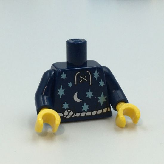 Torso Lace-up Shirt with Moon and Stars and Silver Rope Belt Pattern (BAM) / Dark Blue Arms / Yellow Hands
