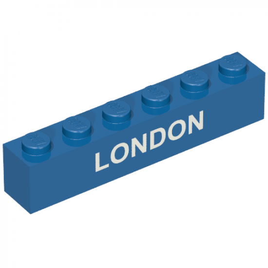 Brick 1 x 6 with White 'LONDON' Pattern