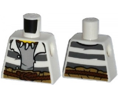 Torso Town Prisoner Open Jacket with Dark Bluish Gray Prison Stripes, Rope Belt, Tooth Necklace Pattern