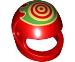 Minifigure, Headgear Helmet Motorcycle (Standard) with Red Target and Green Flames Pattern