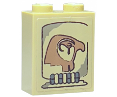 Brick 1 x 2 x 2 with Inside Stud Holder with Horus Head Pattern (Sticker) - Set 7327