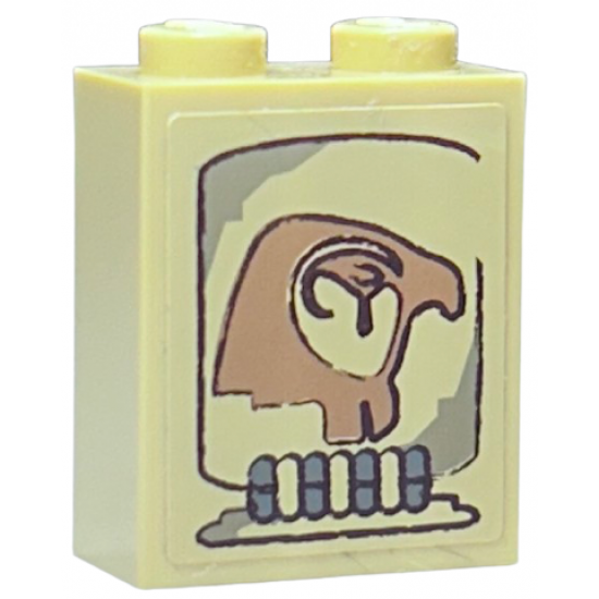 Brick 1 x 2 x 2 with Inside Stud Holder with Horus Head Pattern (Sticker) - Set 7327