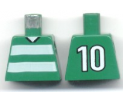Torso Soccer Horizontal White Stripes and No. 10 Back Pattern