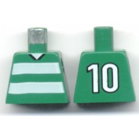 Torso Soccer Horizontal White Stripes and No. 10 Back Pattern