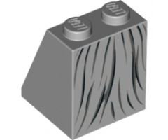 Slope 65 2 x 2 x 2 with Bottom Tube with Minifigure Dress/Skirt/Robe, Gray and Black Fabric Lines Pattern