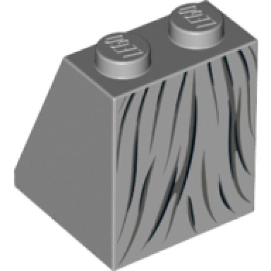 Slope 65 2 x 2 x 2 with Bottom Tube with Minifigure Dress/Skirt/Robe, Gray and Black Fabric Lines Pattern