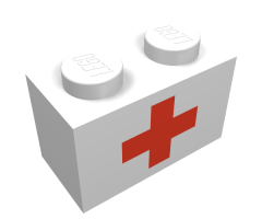 Brick 1 x 2 with Red Cross Pattern