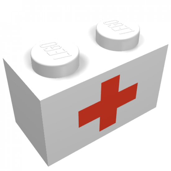 Brick 1 x 2 with Red Cross Pattern