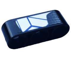 Technic, Liftarm 1 x 3 Thick with Carbon Fiber and Blue and Silver Race Pattern Model Left Side (Sticker) - Set 42123