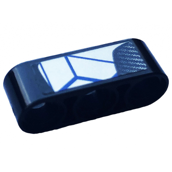 Technic, Liftarm 1 x 3 Thick with Carbon Fiber and Blue and Silver Race Pattern Model Left Side (Sticker) - Set 42123