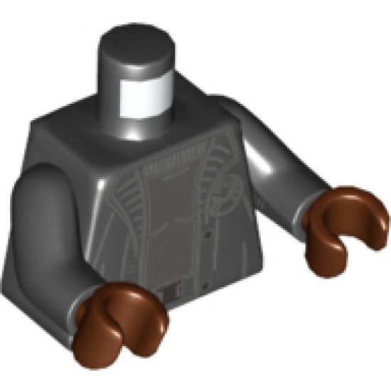 Torso Black Trench Coat with Gray Shirt, Silver Buttons and SHIELD Badge Pattern / Black Arms / Reddish Brown Hands