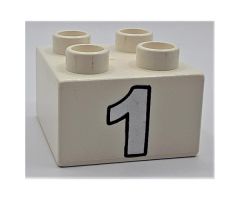 Duplo, Brick 2 x 2 with Silver Number 1 Pattern
