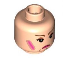 Minifigure, Head Female with Pink Lips and Rouge, Frown Lines, White Pupils Pattern (HP Professor Umbridge) - Blocked Open Stud