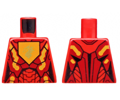 Torso Nexo Knights Female Armor with Orange and Gold Circuitry and Gold Dragon Head on Orange Pentagonal Shield Pattern