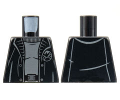 Torso Black Trench Coat with Gray Shirt, Silver Buttons and SHIELD Badge Pattern