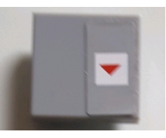 Tile 2 x 2 with Red Arrow Down in White Square on Light Bluish Gray Background Pattern on Right Side (Sticker) - Set 75095