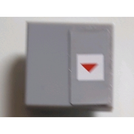 Tile 2 x 2 with Red Arrow Down in White Square on Light Bluish Gray Background Pattern on Right Side (Sticker) - Set 75095