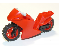 Riding Cycle Motorcycle Sport Bike with Black Frame, Red Wheels and Light Bluish Gray Handlebars