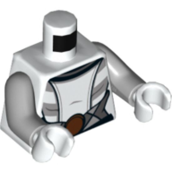 Torso SW Female Robe with Reddish Brown Belt Buckle Pattern (Asajj Ventress 75087) / Light Bluish Gray Arms / White Hands