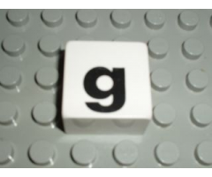 Duplo, Tile 2 x 2 x 1 with Black Lowercase Letter g Pattern