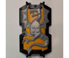 Large Figure Part Shield, 2 x 2 Brick Relief, Dragon with Bright Light Orange and Black Pattern