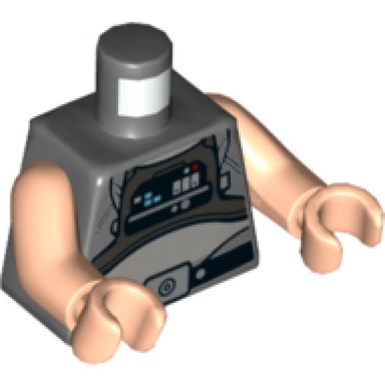 Torso SW Pilot with Pearl Dark Gray Vest and Black Front Panel Pattern / Light Nougat Arms / Light Nougat Hands