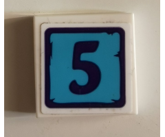 Tile 2 x 2 with Dark Purple Number 5 Pattern (Sticker) - Set 41325