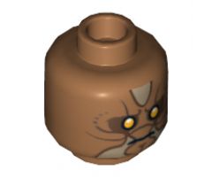 Minifigure, Head Alien Zabrak with Orange Eyes and Dark Tan Markings Pattern (SW Jedi Knight) - Hollow Stud