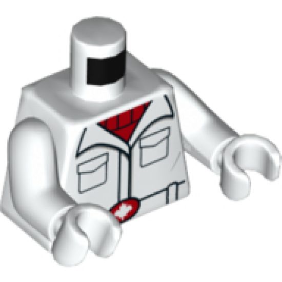 Torso Shirt with Wide Collar, Red Shirt and Belt Buckle with White Maple Leaf Pattern / White Arms / White Hands