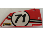 Technic, Panel Fairing #18 Large Smooth, Side B with Number 71 and 'FRAME WORK' Pattern (Sticker) - Set 42000