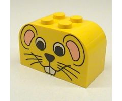 Slope, Curved 4 x 2 x 2 Double with Four Studs with Mouse Face Pattern