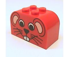 Slope, Curved 4 x 2 x 2 Double with Four Studs with Mouse Face Pattern
