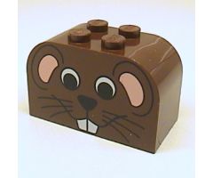 Slope, Curved 4 x 2 x 2 Double with Four Studs with Mouse Face Pattern