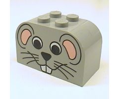Slope, Curved 4 x 2 x 2 Double with Four Studs with Mouse Face Pattern
