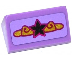 Slope 30 1 x 2 x 2/3 with Silver Star and Magenta and Gold Swirls Pattern (Sticker) - Set 41063