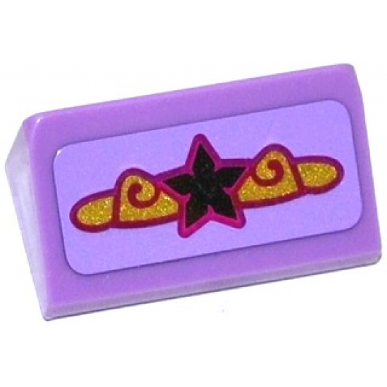 Slope 30 1 x 2 x 2/3 with Silver Star and Magenta and Gold Swirls Pattern (Sticker) - Set 41063