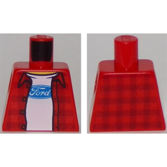 Torso Plaid Flannel Shirt over T-Shirt with Ford Logo Pattern