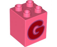 Duplo, Brick 2 x 2 x 2 with Letter G Red Pattern