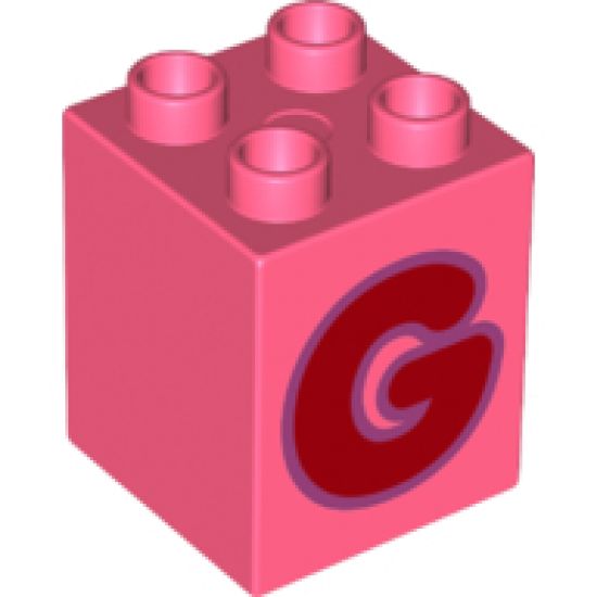 Duplo, Brick 2 x 2 x 2 with Letter G Red Pattern