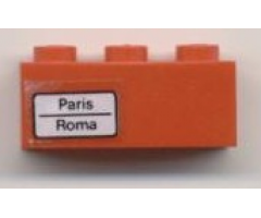 Brick 1 x 3 with 'Paris - Roma' Pattern on Left Side (Sticker) - Set 7745