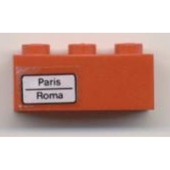 Brick 1 x 3 with 'Paris - Roma' Pattern on Left Side (Sticker) - Set 7745