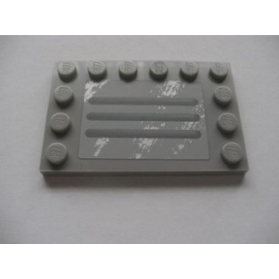 Tile, Modified 4 x 6 with Studs on Edges with Steel Plate with Scratches Type B Pattern (Sticker) - Set 8273