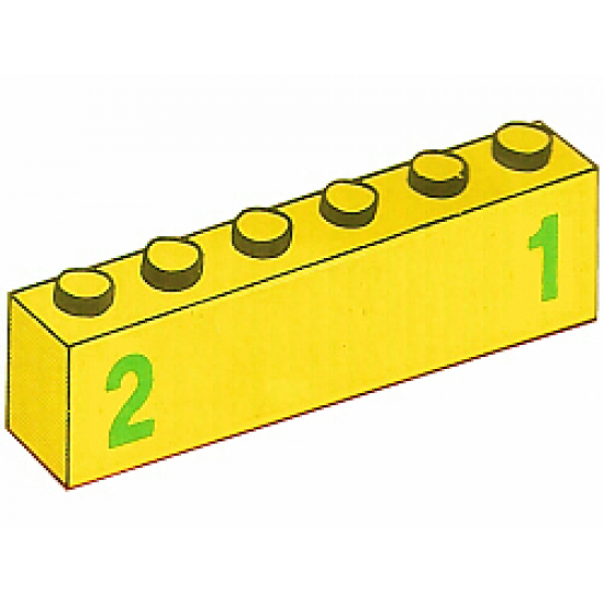 Brick 1 x 6 with Green Number 2 on Left and Green Number 1 on Right Pattern (Stickers) - Set 7740