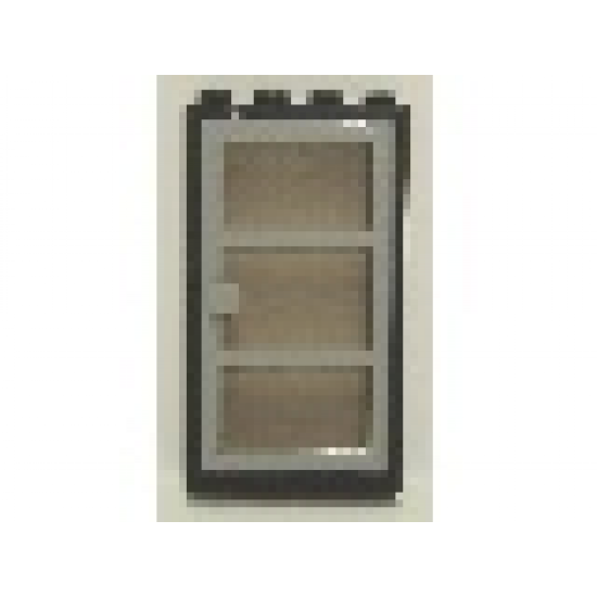 Door, Frame 1 x 4 x 6 with Four Holes on Top and Bottom with Light Gray Door 1 x 4 x 6 with 3 Panes with Trans-Black Glass (30179 / x39c02)