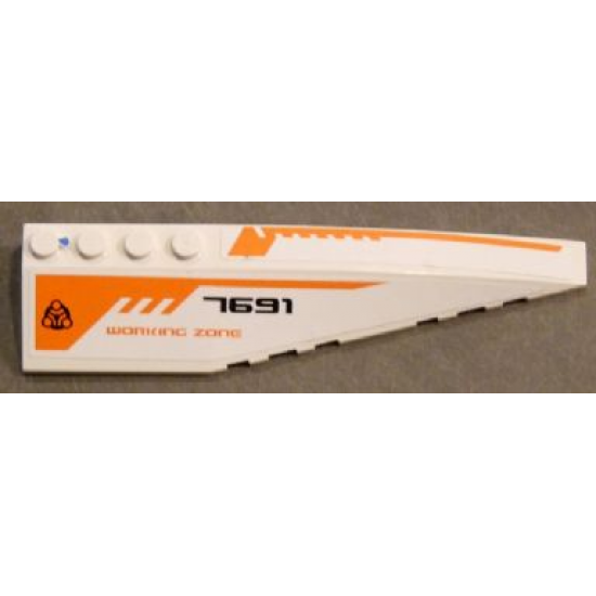 Wedge 12 x 3 Right with Black '7691', Orange 'WORKING ZONE' and Orange Lines Pattern (Stickers) - Set 7691