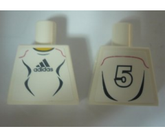Torso Soccer Adidas Logo, White and Black No.5 Pattern (Stickers)