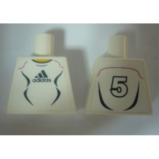 Torso Soccer Adidas Logo, White and Black No.5 Pattern (Stickers)